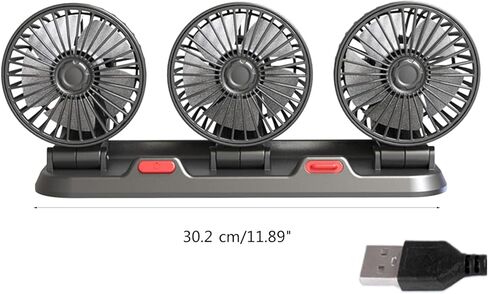 Car Fan 360 Degree Adjustable 3 Head Air Automotive Electric USB 5V/12V/24V 2 Speeds Silent for USB Fans Portable Flexible in Saudi Arabia