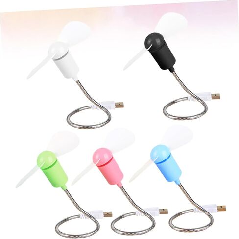 5 قطع من مراوح USB الصغيرة المرنة الصامتة ومراوح تبريد المكتب الصغيرة للكمبيوتر المحمول مع رقبة قابلة للانحناء قابلة للتعديل، منفاخ هواء شخصي محمول للمكتب والمنزل والسفر بلون عشوائي in Kuwait