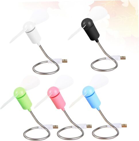 5 قطع من مراوح USB الصغيرة المرنة الصامتة ومراوح تبريد المكتب الصغيرة للكمبيوتر المحمول مع رقبة قابلة للانحناء قابلة للتعديل، منفاخ هواء شخصي محمول للمكتب والمنزل والسفر بلون عشوائي in Kuwait