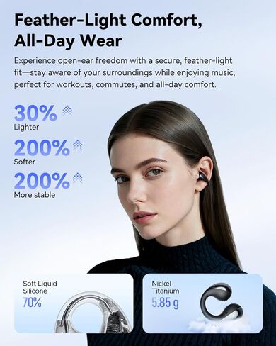 سماعات أذن SoundPEATS PearlClip Pro مفتوحة الأذن، مريحة وآمنة للرياضة والتدريبات | صوت LDAC وصوت عالي الدقة مع صوت مكاني، برامج تشغيل 12 ملم، تشغيل 24 ساعة، شحن سريع، IPX5، بلوتوث 6.0 in Saudi Arabia