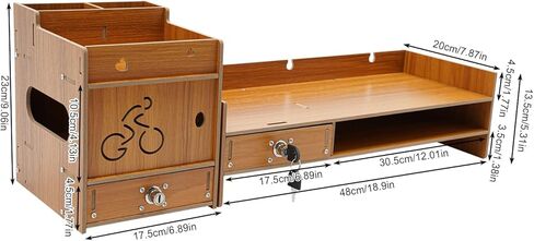 Monitor Riser with Storage, Density Board Laptop Stand, Under Monitor Desk Organizer Adjustable and Reversible Monitor Stand with Drawer with Small Line Hole for Placing Monitor (Wood) in Kuwait