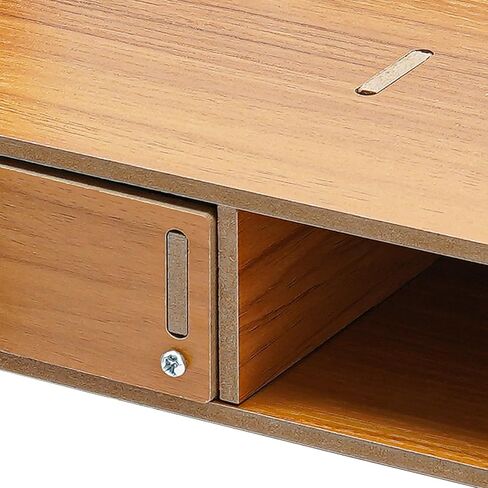 Monitor Riser with Storage, Density Board Laptop Stand, Under Monitor Desk Organizer Adjustable and Reversible Monitor Stand with Drawer with Small Line Hole for Placing Monitor (Wood) in Kuwait