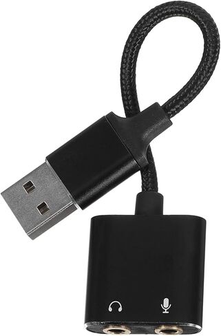محول صوت خارجي لبطاقة الصوت PC ومقبس سماعة الرأس USB للكمبيوتر المحمول والكمبيوتر اللوحي والتوصيل والتشغيل لا يحتاج إلى سائق صوت ستيريو مع دعم الميكروفون in Saudi Arabia