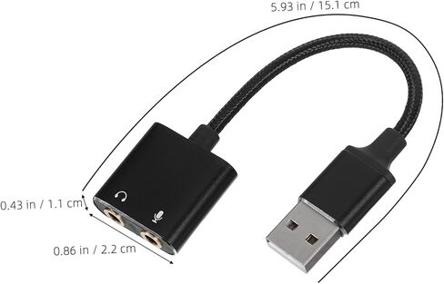 محول صوت خارجي لبطاقة الصوت PC ومقبس سماعة الرأس USB للكمبيوتر المحمول والكمبيوتر اللوحي والتوصيل والتشغيل لا يحتاج إلى سائق صوت ستيريو مع دعم الميكروفون in Saudi Arabia
