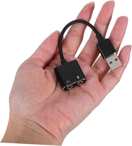 محول صوت خارجي لبطاقة الصوت PC ومقبس سماعة الرأس USB للكمبيوتر المحمول والكمبيوتر اللوحي والتوصيل والتشغيل لا يحتاج إلى سائق صوت ستيريو مع دعم الميكروفون in Saudi Arabia