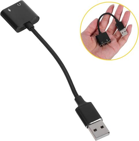 محول صوت خارجي لبطاقة الصوت PC ومقبس سماعة الرأس USB للكمبيوتر المحمول والكمبيوتر اللوحي والتوصيل والتشغيل لا يحتاج إلى سائق صوت ستيريو مع دعم الميكروفون in Saudi Arabia
