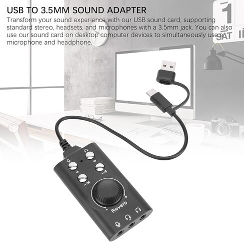 Zopsc USB Sound Card, Virtual 7.1 Surround Sound Adapter with Voice Changer and Volume Control, USB to 3.5mm Jack Audio Converter for PC, Laptop, Headset in Saudi Arabia