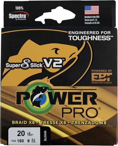 PowerPro Super 8 Slick V2 Braided Fishing Line - White - 20lb - 300ft/100yd (31500200300W) in Saudi Arabia