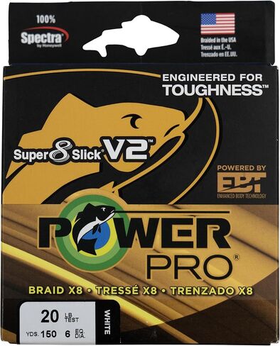 PowerPro Super 8 Slick V2 Braided Fishing Line - White - 20lb - 300ft/100yd (31500200300W) in Saudi Arabia
