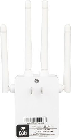 2026 أسرع معزز إشارة موسع WiFi بسرعة 1200 ميجابت في الثانية ثنائي النطاق (5 جيجا هرتز/2.4 جيجا هرتز) معزز إشارة موسعات WiFi للمنزل، مكرر WiFi مع منفذي إيثرنت يغطي ما يصل إلى 10000 قدم مربع. قدم و 60 جهازا in Kuwait