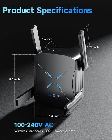 2025 معزز إشارة موسع واي فاي، مكرر الجيل الجديد واي فاي 6، نطاق طويل يصل إلى 12,000 قدم مربع للمنزل، موسع إنترنت مزدوج النطاق معزز واي فاي مع منفذ جيجابت إيثرنت، إعداد سهل، متوافق مع EasyMesh in Kuwait