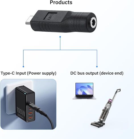 PNGKNYOCN USB C Male to DC Female Power Adapter Type-C to DC 4.0 x 1.7mm Female Converter Work with 20V/100W+ Type-C PD Source（2-Pack） in Saudi Arabia