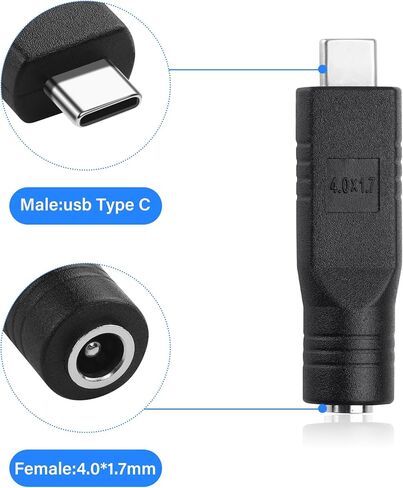 PNGKNYOCN USB C Male to DC Female Power Adapter Type-C to DC 4.0 x 1.7mm Female Converter Work with 20V/100W+ Type-C PD Source（2-Pack） in Saudi Arabia