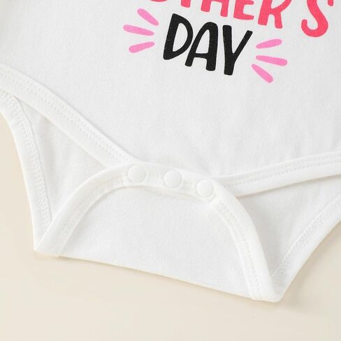 My First Mothers Day Baby Girl Outfit Newborn Infant 1st Mother's Day Romper Skirt Set With Headband Leggings 4Pcs in Saudi Arabia