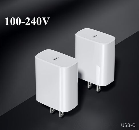شاحن USB C سريع لجهاز Samsung Galaxy Tab A9+ A8 S11 S10+ Plus S9+ Tablet، Galaxy S25 Ultra S24 FE A36 5G A16 A15، iPad Air، iPad mini، iPad A16 Type C محول حائط 20 وات، عبوتان in Kuwait