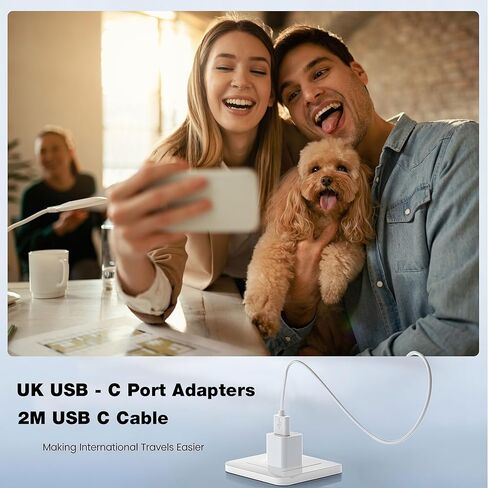UK Type G Travel Adapter Charger - United Kingdom Wall Adaptor with USB C Cable 6ft | Universal Power Charging Plug for iPhone IPAD Samsung Google | Travel Essentials for London/Ireland/HK/Singapore in Saudi Arabia