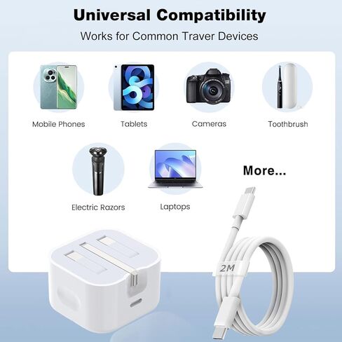 UK Type G Travel Adapter Charger - United Kingdom Wall Adaptor with USB C Cable 6ft | Universal Power Charging Plug for iPhone IPAD Samsung Google | Travel Essentials for London/Ireland/HK/Singapore in Saudi Arabia
