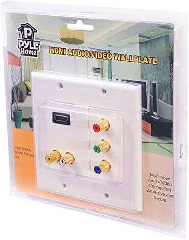 Pyle Home PHDK1 Dual HDMI + 2 RCA + 3 RCA لوحة حائط مع قابس خلفي ضفيرة لسهولة التركيب in Kuwait