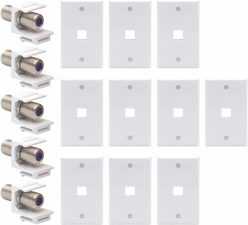 VCE 1 Port Keystone Wall Plate 10-Pack Single Gang Wall Plate for Keystone Jack and Modular Inserts and 5-Pack 3 GHz Nickel-Plated RG6 Keystone Jack Insert in Saudi Arabia