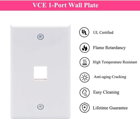VCE 1 Port Keystone Wall Plate 10-Pack Single Gang Wall Plate for Keystone Jack and Modular Inserts and 5-Pack 3 GHz Nickel-Plated RG6 Keystone Jack Insert in Saudi Arabia