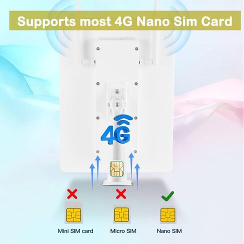 جهاز توجيه مودم LCLCTEK® يعمل بالطاقة الشمسية 4G LTE يصل إلى 150 قدمًا، راوتر لاسلكي خارجي، نقطة اتصال متنقلة 2.4 جيجا هرتز، واي فاي 150 ميجابت في الثانية، هوائيان خارجيان، مودم لأي مشغل، خطة تجريبية أو إدخال بطاقة Sim (15 بوصة) in Kuwait