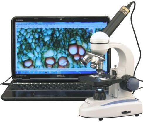 AmScope M158C-E1 40X-1000X Biology Science Metal Glass Student Microscope with a 1.3MP USB Digital Imager Size: 1.3 MP USB digital camera in Saudi Arabia