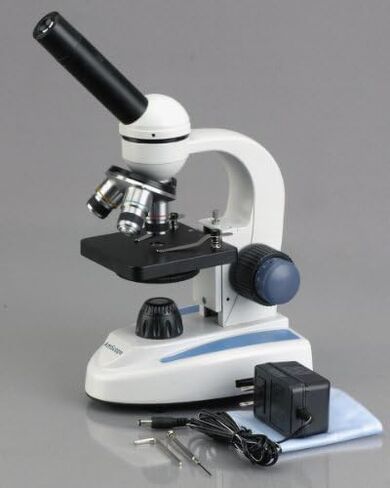 AmScope M158C-E1 40X-1000X Biology Science Metal Glass Student Microscope with a 1.3MP USB Digital Imager Size: 1.3 MP USB digital camera in Saudi Arabia