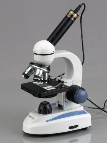AmScope M158C-E1 40X-1000X Biology Science Metal Glass Student Microscope with a 1.3MP USB Digital Imager Size: 1.3 MP USB digital camera in Saudi Arabia