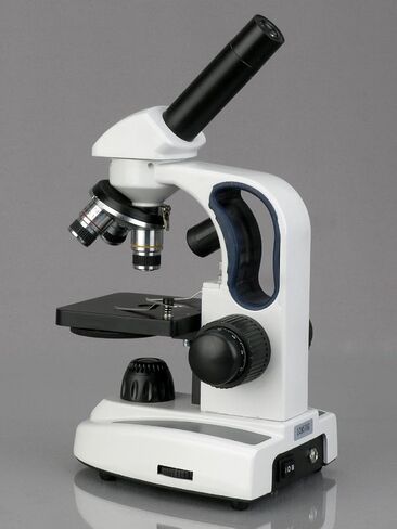 AmScope M158C-2L-PS25-WM مجهر أحادي مركب لاسلكي، عدسات WF10x وWF25x، تكبير 40x-1000x، إضاءة LED العلوية والسفلية مع مقاومة متغيرة، برايتفيلد، مكثف أحادي العدسة، تركيز محوري خشن ودقيق، مرحلة عادية، 110 فولت أو با in Saudi Arabia