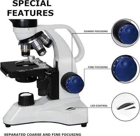 Parco Scientific 3050-100-RC Monocular Compound Microscope, 10x WF Eyepiece, 40x—1000x Magnification, LED Illumination, Coaxial Coarse & Fine Focus, Mechanical Stage, Rechargeable Battery in Saudi Arabia