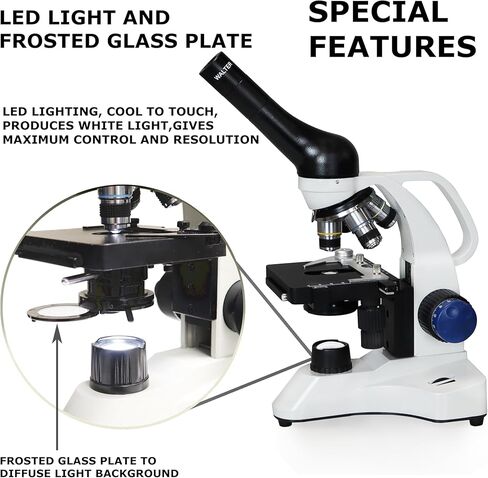 Parco Scientific 3050-100-RC Monocular Compound Microscope, 10x WF Eyepiece, 40x—1000x Magnification, LED Illumination, Coaxial Coarse & Fine Focus, Mechanical Stage, Rechargeable Battery in Saudi Arabia
