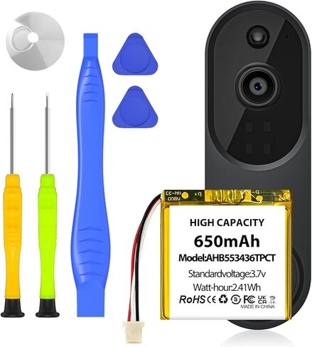 AHB553436TPCT Battery, New Upgraded (650mAh) High Capacity Replacement Battery Compatible with ADT DBC835, DBC835-V2 Wireless HD Doorbell Camera in Kuwait