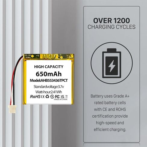 AHB553436TPCT Battery, New Upgraded (650mAh) High Capacity Replacement Battery Compatible with ADT DBC835, DBC835-V2 Wireless HD Doorbell Camera in Kuwait