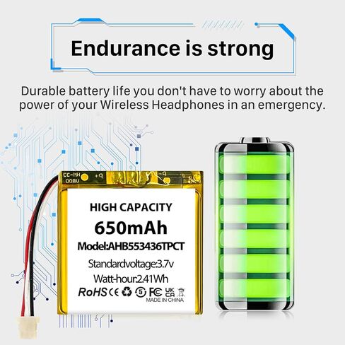 AHB553436TPCT Battery, New Upgraded (650mAh) High Capacity Replacement Battery Compatible with ADT DBC835, DBC835-V2 Wireless HD Doorbell Camera in Kuwait