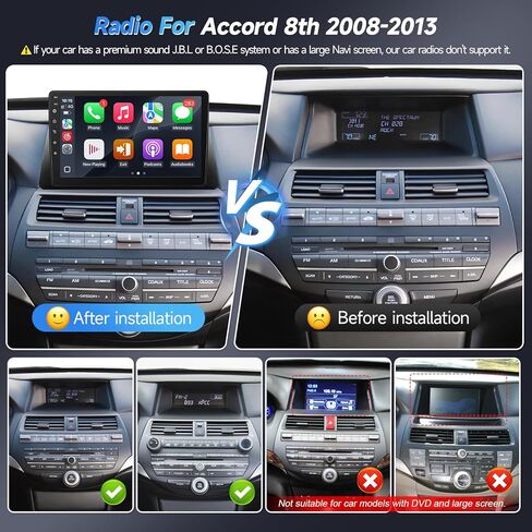 راديو سيارة Naifay Android 12 لسيارة Honda Accord 8th 2008 2009 2010 2011 2012 2013، شاشة لمس IPS 10.1 بوصة لستيريو Accord مع Carplay Android Auto/Bluetooth/GPS/WiFi/FM/كاميرا احتياطية in Kuwait