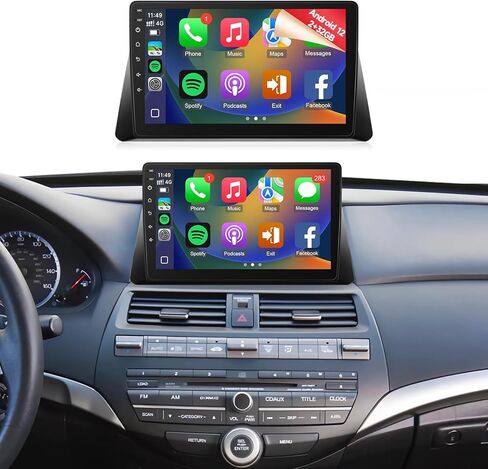 راديو سيارة Naifay Android 12 لسيارة Honda Accord 8th 2008 2009 2010 2011 2012 2013، شاشة لمس IPS 10.1 بوصة لستيريو Accord مع Carplay Android Auto/Bluetooth/GPS/WiFi/FM/كاميرا احتياطية in Kuwait