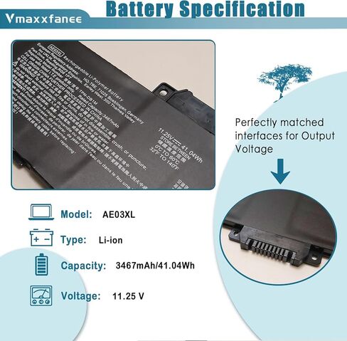 AE03XL Laptop Battery Replacement for HP 245 G10 / 240 G10 / 246 G10 / 250 G10 / 255 G10 / 256 G10 14-EE 14Z-EM 14-EM 14T-EP 14-EP 15-FC 15Z-FC 15-FD 15T-FD Series TPN-DB1N HSTNN-WB0D in Saudi Arabia