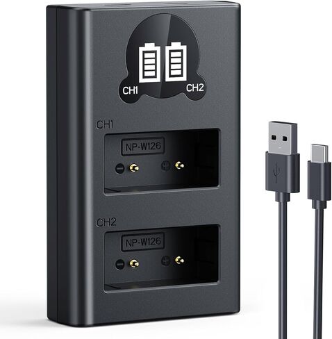 NP-W126S شاحن بطارية USB فتحة مزدوجة ل فوجي فوجي فيلم X-E5 X-M5 X-T50 XT50 X-T30 III II XT30 X-T20 X100VI X100V X100F X نصف X-T3 X-T2 X-S10 X-E4 X-A7 X-T200 X-T100 in Kuwait