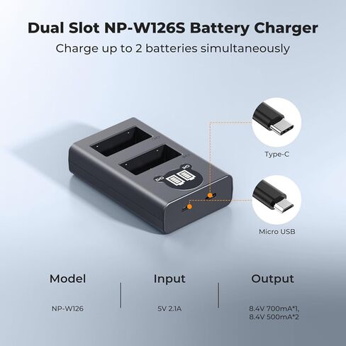 NP-W126S شاحن بطارية USB فتحة مزدوجة ل فوجي فوجي فيلم X-E5 X-M5 X-T50 XT50 X-T30 III II XT30 X-T20 X100VI X100V X100F X نصف X-T3 X-T2 X-S10 X-E4 X-A7 X-T200 X-T100 in Kuwait