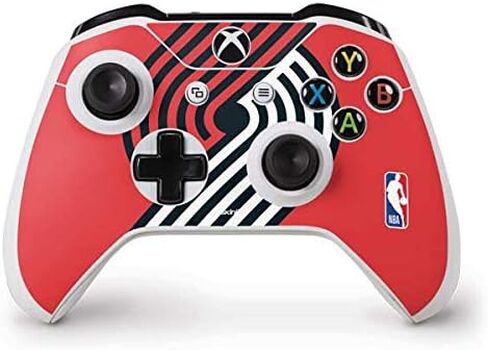 ملصق Skinit المخصص للألعاب متوافق مع وحدة تحكم Xbox One S - تصميم شعار كبير مرخص رسميًا من NBA Portland Trail Blazers in Kuwait