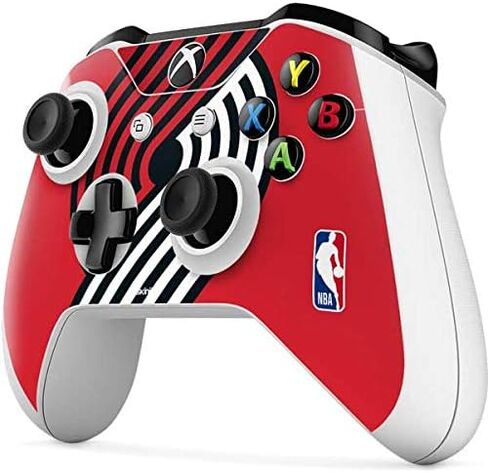 ملصق Skinit المخصص للألعاب متوافق مع وحدة تحكم Xbox One S - تصميم شعار كبير مرخص رسميًا من NBA Portland Trail Blazers in Kuwait