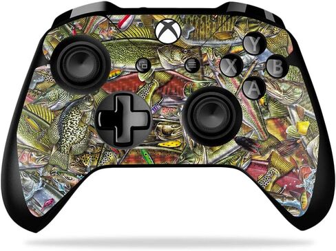 غلاف MightySkins من ألياف الكربون لوحدة تحكم Microsoft Xbox One X - لغز السمك | لمسة نهائية واقية ومتينة من ألياف الكربون | سهل التطبيق والإزالة وتغيير الأنماط | صنع في الولايات المتحدة الأمريكية in Saudi Arabia