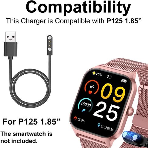 Smart Watch Charger Cables Compatible with Liufiueq P125 1.85" Smartwatch, 2-Pack in Saudi Arabia