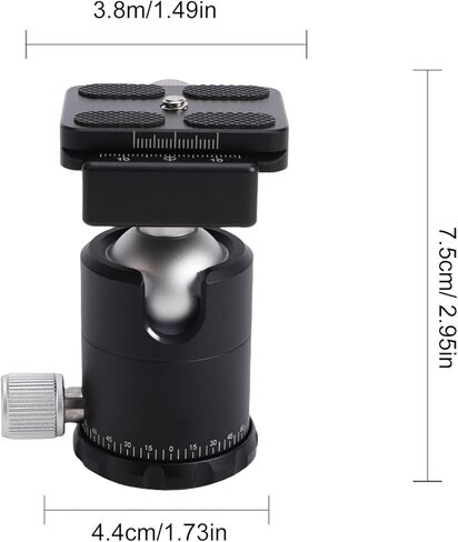 رأس كروي ثلاثي القوائم من EBTOOLS، كرة معدنية كبيرة مقاس 30 مم لكاميرا DSLR مع قاعدة بانورامية 360 درجة، سعة تحميل 8 كجم، نظام قفل ثلاثي، لوحة من نوع Arca in Saudi Arabia