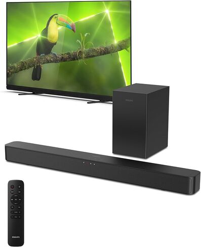 Philips B4500 Sound bar for Smart tv, 2.1 ch soundbar with subwoofer, TV Speaker with with Bluetooth and HDMI-ARC Connectivity, Roku TV Ready, Remote APP Control, Compact Design and Easy Setup in Saudi Arabia