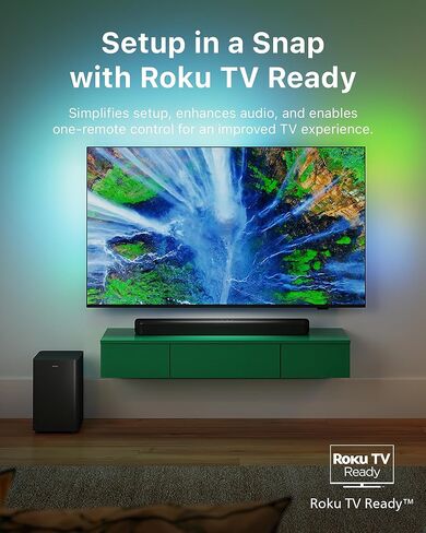 Philips B4500 Sound bar for Smart tv, 2.1 ch soundbar with subwoofer, TV Speaker with with Bluetooth and HDMI-ARC Connectivity, Roku TV Ready, Remote APP Control, Compact Design and Easy Setup in Saudi Arabia