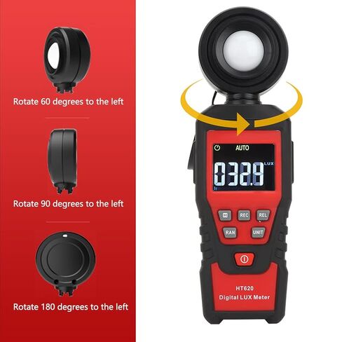 Digital Light Meter, Fast and Sensitive Luxmeter Illuminometer with 180 Degrees Rotating Probe, Backlight Display for Accuracy, Comes with Storage Bag in Saudi Arabia