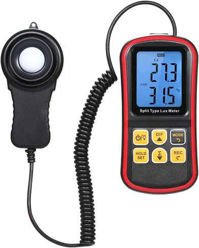 جهاز قياس إضاءة الضوء الرقمي، جهاز قياس درجة الحرارة المحيطة المحمول باليد، مقياس Luxmeter مع مسبار إضاءة كبير لتربية المصابيح (E5301) in Saudi Arabia