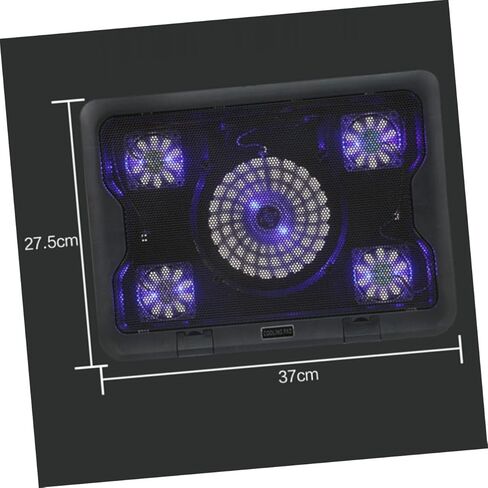 jojofuny Laptop Cooling Pad with 5 Fans USB Powered Cooling Base for Notebooks, Multi-Angle Adjustable Heatsink Stand Compatible with Laptops for Gaming and Work, Black in Saudi Arabia