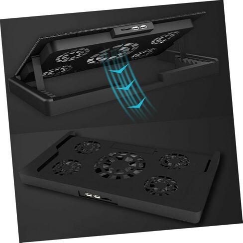 jojofuny Laptop Cooling Pad with 5 Fans USB Powered Cooling Base for Notebooks, Multi-Angle Adjustable Heatsink Stand Compatible with Laptops for Gaming and Work, Black in Saudi Arabia
